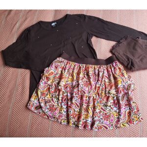 Back to School! Crazy 8 Lot of 3 Brown Paisley Outfit Sz 14 Boho/Portraits/Fall